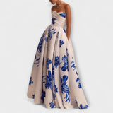 Rosalie - Šiksi off-shoulder gėlių maxi suknelė