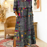 Eglė - Džinsinė suknelė su etniniu patchwork raštu