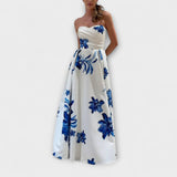 Rosalie - Šiksi off-shoulder gėlių maxi suknelė