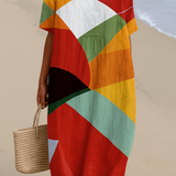 Barbora – Įvairiaspalvė patchwork suknelė