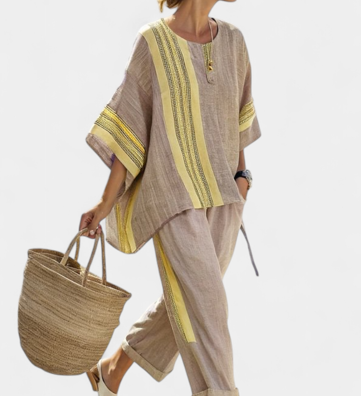 Dalia – Boho stiliaus lino ir bambuko komplektas