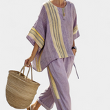 Dalia – Boho stiliaus lino ir bambuko komplektas