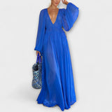 Eleganti plisuoti suknelės su ilgomis rankovėmis