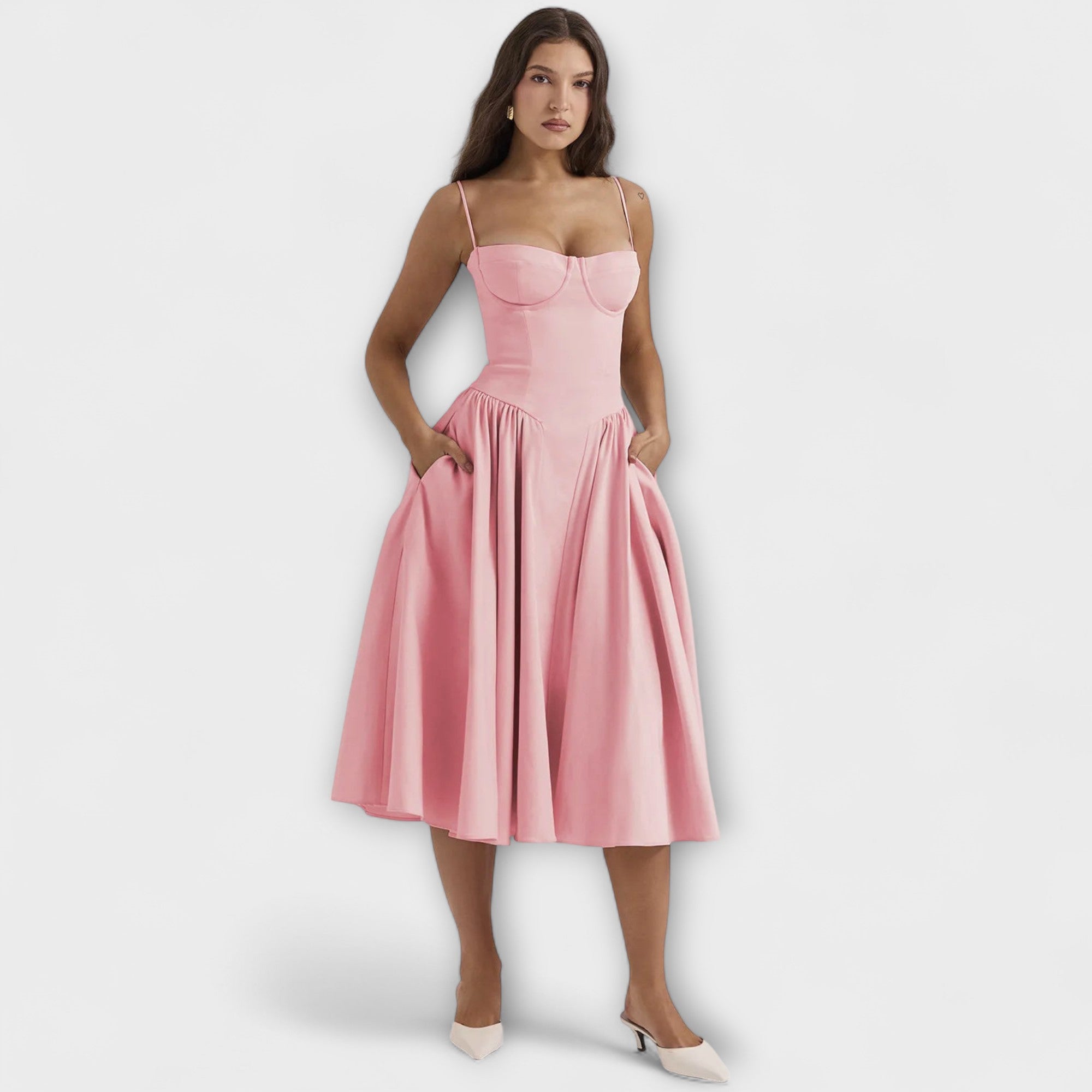 Rosalie - Elegantiška be rankovių korseto suknelė