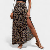 Leopardo rašto midi sijonas